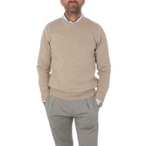 Malo Optimum Men's Cashmere Blend Pullover Sweater Cream Beige Tan Fits M/L
